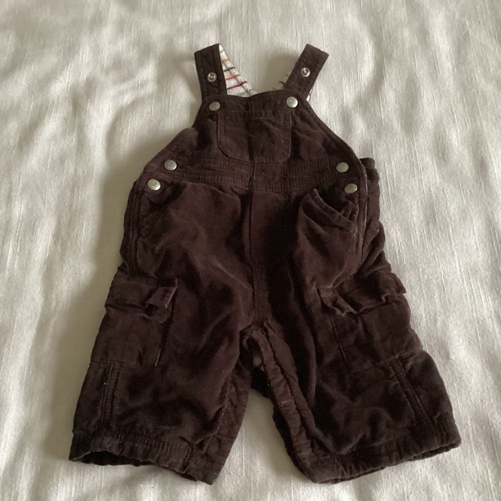 BabyGap Overalls Unisex 0-3 Months Brown Corduroy Lined One Piece Snap Romper